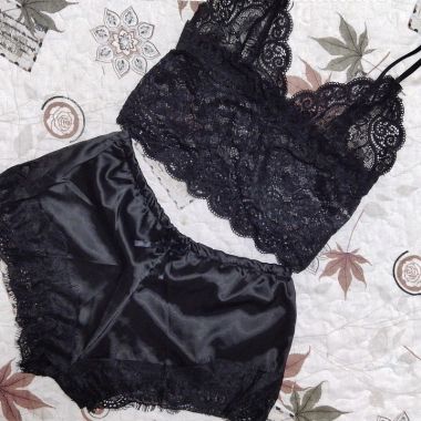 （情趣内衣）羞羞宝贝性感蕾丝公主睡衣装（黑色）