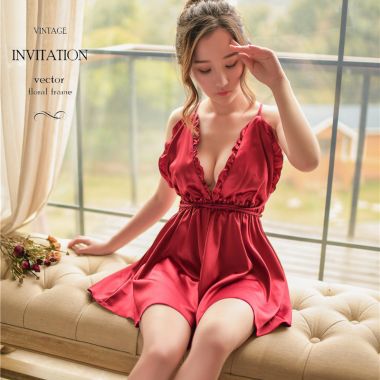 （情趣内衣）情趣内衣性感透视水溶绣花免脱肚兜火辣睡衣制服诱惑激情套装（红色）